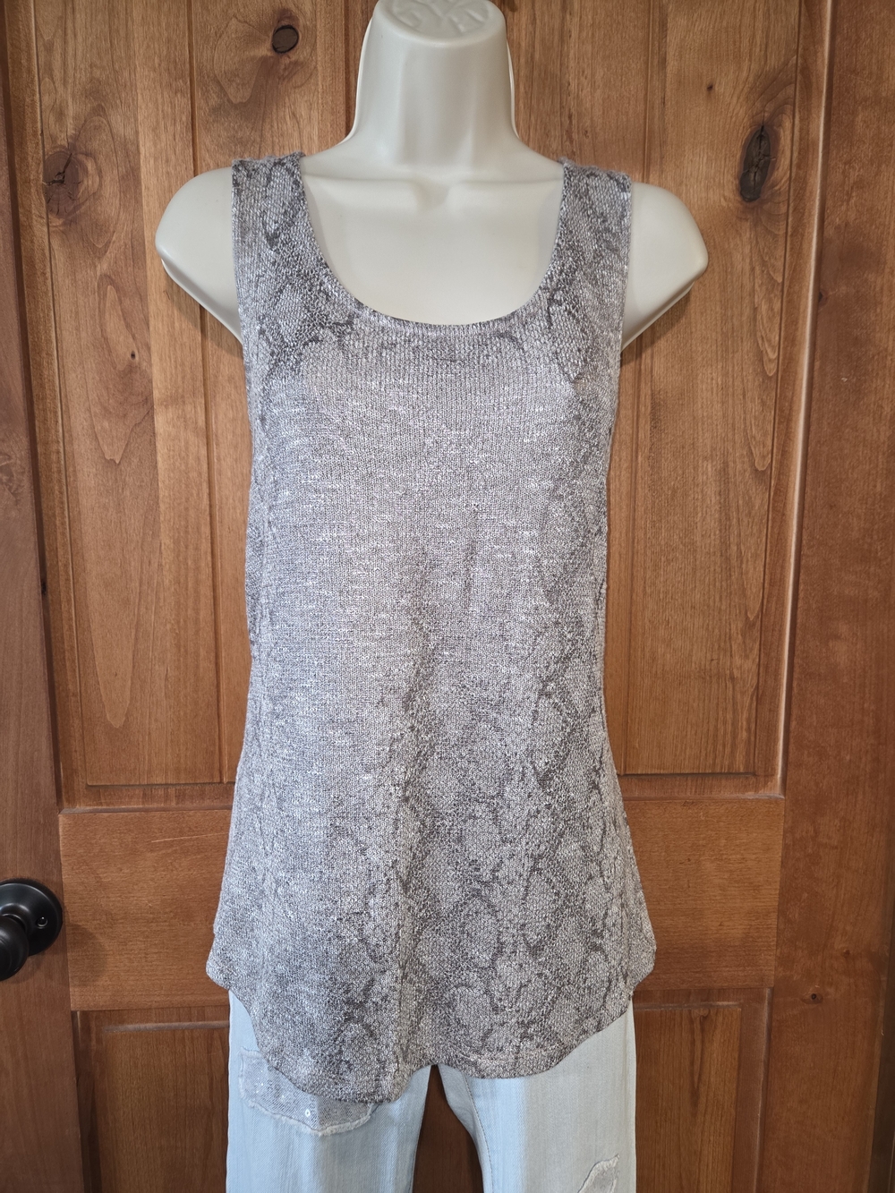 Christopher & Banks Taupe Print Knit Tank